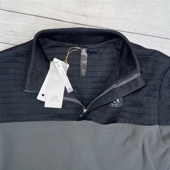 ADIDAS  NWT Men's Water Repellent 1/4 Zip Fleece Pullover Golf Gray Black Small - Picture 7 of 10